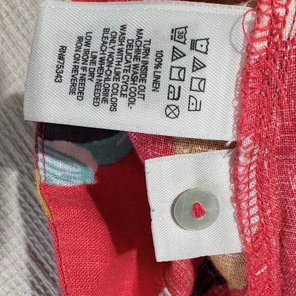 Sigrid Olsen Red Floral Linen Shift Dress Medium quiet luxury all over print - Picture 8 of 12
